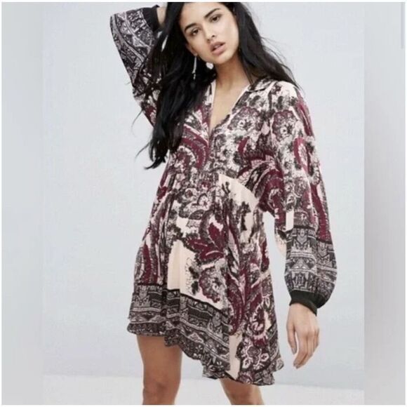 Free People Say You Love Me Paisley Mini Dress Size Medium EUC - Picture 1 of 4